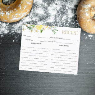 レモンメインスクイーズブライダルシャワーレシピカード