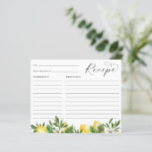 レモンメインスクイーズブライダルシャワーレシピカード (スタンド正面)