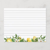 レモンメインスクイーズブライダルシャワーレシピカード (裏面)