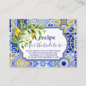 レモンメインスクイーズブライダルシャワーレシピ エンクロージャーカード (正面)