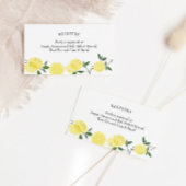 レモンメインスクイーズブライダルシャワーレジストリカード 名刺