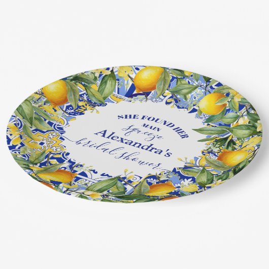 レモンメインスクイーズブライダルシャワー ペーパープレート (アングル)