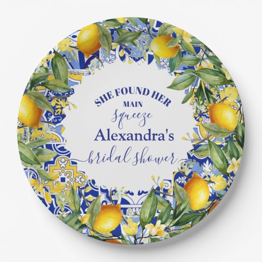 レモンメインスクイーズブライダルシャワー ペーパープレート (正面)