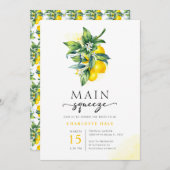 レモンメインスクイーズモダンブライダルシャワー 招待状 (正面/裏面)