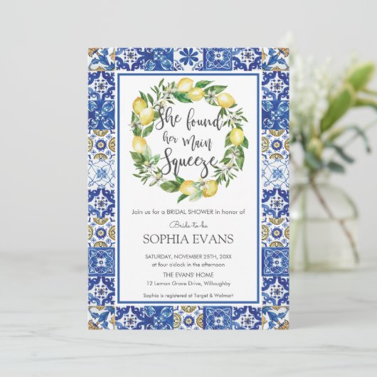 レモンメインスクイーズ地中海のブライダルシャワー 招待状 (スタンド正面)