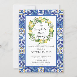 レモンメインスクイーズ地中海のブライダルシャワーInv 招待状