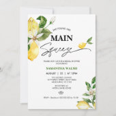 レモンメインモダンスクイーズブライダルシャワー 招待状 (正面)