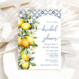 レモンメイン地中海のスクイーズブライダルシャワー 招待状