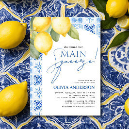 レモンメイン地中海のスクイーズブライダルシャワー 招待状