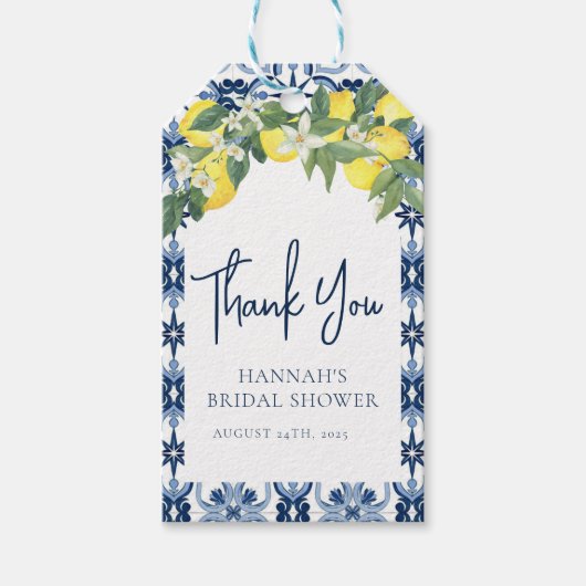 レモンメイン地中海のスクイーズブライダルメッセージカード ギフトタグ (正面)