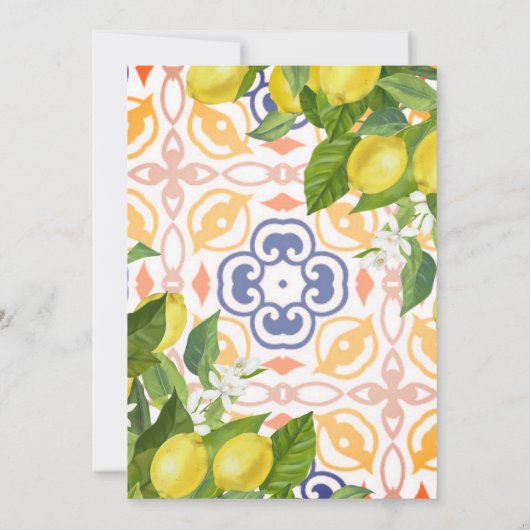 レモンメイン地中海のスクイーズ赤ちゃんシャワー 招待状 (裏面)