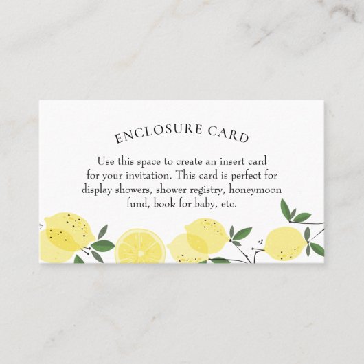 レモンメイン絞りシャワーエンクロージャカード 名刺 (正面)