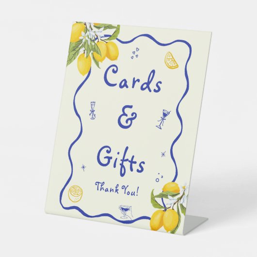 レモンメイン絞りブライダルシャワーカード&ギフト 台座サイン (正面)