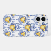 レモンメディテラニアンシトラスパターン iPhone 16ケース (裏面横)