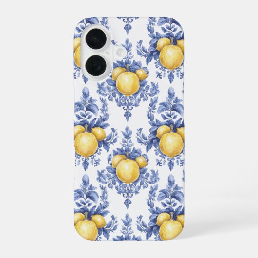 レモンメディテラニアンシトラスパターン  iPhone 16ケース (裏面)