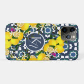 レモンメディテラニアンタイル ネイビーブルー 白 Case-Mate iPhoneケース (裏面(横))