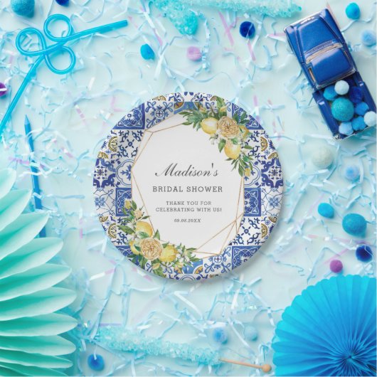 レモンメディテラネアン誕生日ブライダルベビーシャワー ペーパープレート (パーティー)