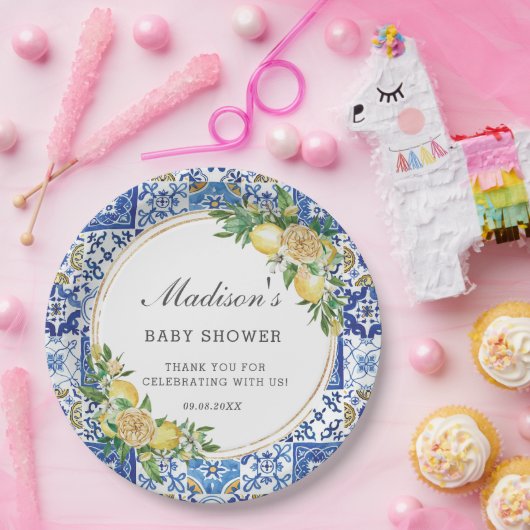 レモンメディテラネアン誕生日ブライダルベビーシャワー ペーパープレート (パーティー)