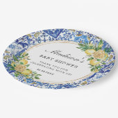 レモンメディテラネアン誕生日ブライダルベビーシャワー ペーパープレート (アングル)