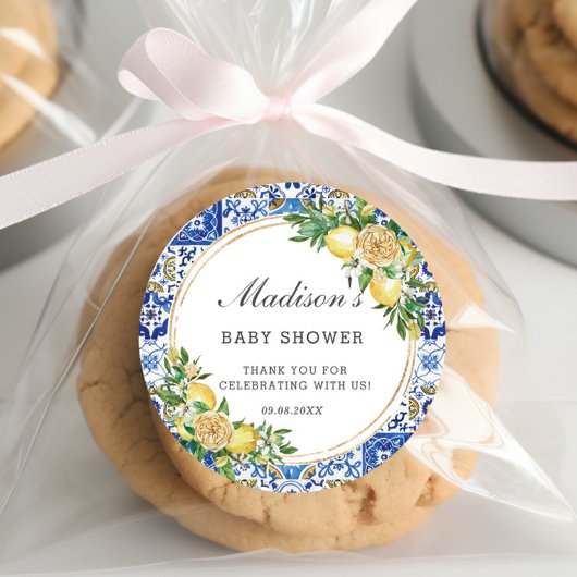レモンメディテラネアン誕生日ブライダルベビーシャワー ラウンドシール