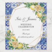 レモンメディテラネアン誕生日ブライダルベビーシャワー ワインラベル (シングルラベル)