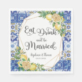 レモンメディテラネア結婚モザイク食べの飲料 スタンダードランチョンナプキン (正面)