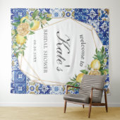 レモンモザイクタイルブライダルシャワーウェルカムバックドロップ タペストリー (インサイチュ(横))