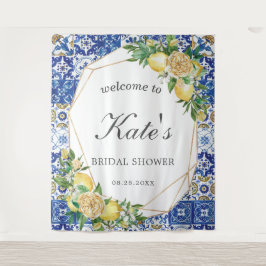 レモンモザイクタイルブライダルシャワーウェルカムバックドロップ タペストリー