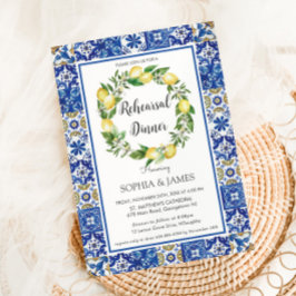 レモンモザイクタイル地中海のリハーサルディナー 招待状