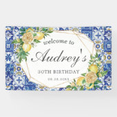 レモンモザイク地中海のタイル歓迎の背景 横断幕 (横)