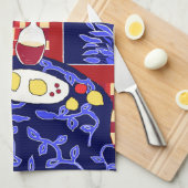 レモンモダンとワインを使ったアート・スティルライフ キッチンタオル (四つ折り)