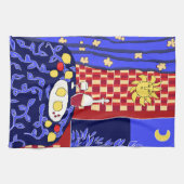 レモンモダンとワインを使ったアート・スティルライフ キッチンタオル (横)