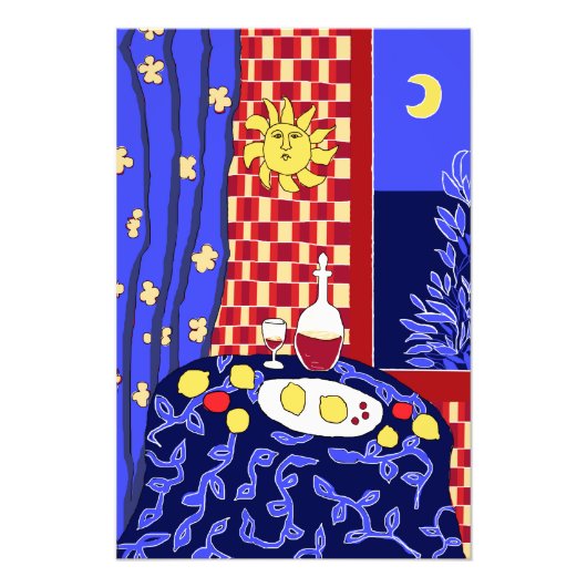 レモンモダンとワインを使ったアート・スティルライフ フォトプリント (正面)