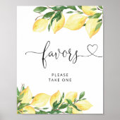 レモンモダンイエロー柑橘系シャワーウィズサイン ポスター (正面)