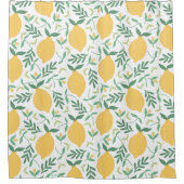 レモンモダンシトラスイエローサマーグリーン離れリーズ シャワーカーテン (正面)