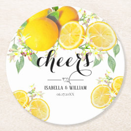 レモンモダンボホサマー結婚ズ ラウンドペーパーコースター