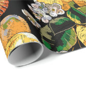 レモンモダン柑橘類フローラバタフライパターン ラッピングペーパー (ロールコーナー)