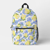 レモンモチーフのラブホワイト プリントバックパック (正面)