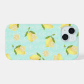 レモンモチーフ ブルー iPhone 15ケース (裏面横)