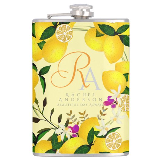 レモンモノグラムイエロー フラスク (正面)