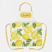 レモンモノグラムイニシャル植物黄 エプロン (正面)