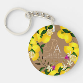 レモンモノグラムブラウン キーホルダー