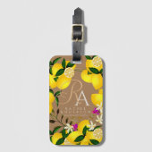 レモンモノグラムブラウン ラゲッジタグ (正面縦)
