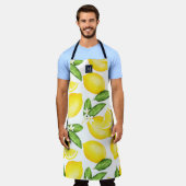 レモンモノグラム植物黄緑 エプロン (着用した状態)
