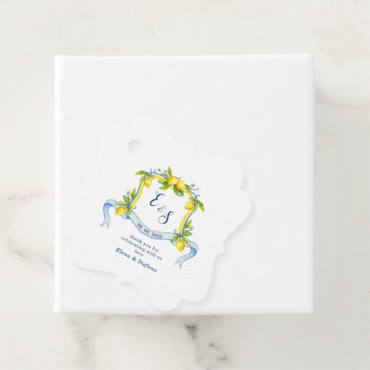 レモンモノグラム結婚クレストありがとうメッセージカード フェイバータグ (インサイチュ)