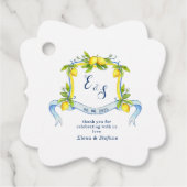 レモンモノグラム結婚クレストありがとうメッセージカード フェイバータグ (正面)