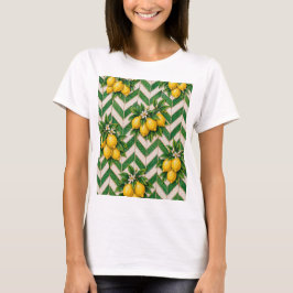 レモンモロッコ柄チェブロンタイル Tシャツ