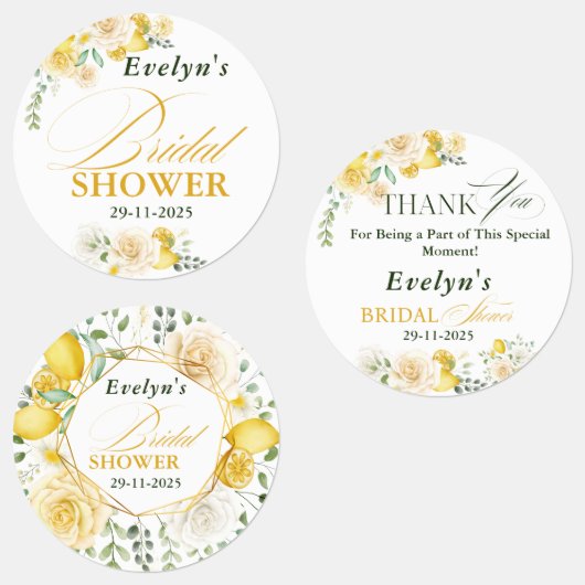 レモンユーカリバラブライダルシャワー ラベル (グループ)