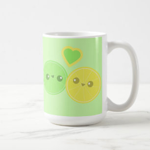 レモンライムのハートのかわいいのマグ コーヒーマグカップ