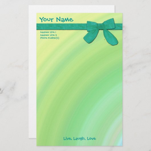 レモンライムの文房具、かわいい子供へ、10代のなまたは… 便箋 (正面/裏面)